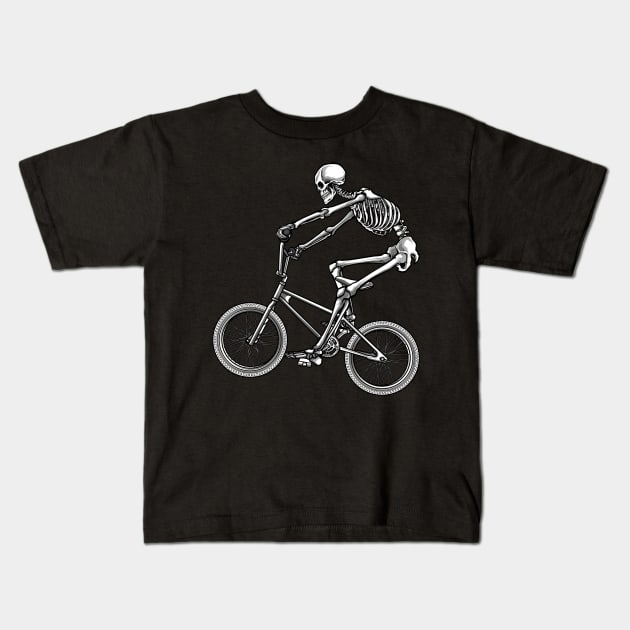 BMX Skeleton Kids T-Shirt by KAWAIITEE